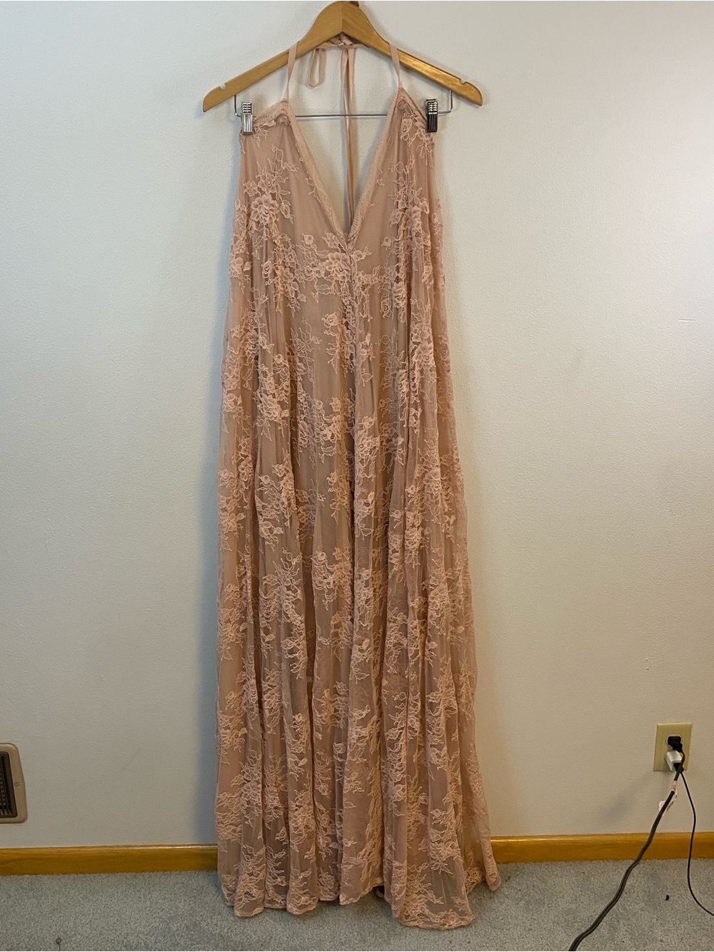 Klesis Pink Lace Maxi Dress Floral Maternity Formal Engagement Womens Medium NWT
